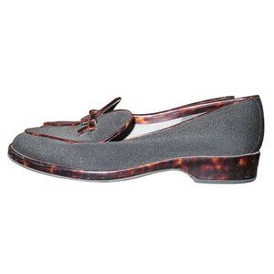 STUART WEITZMAN Black Italian Suede Loafers Tortoiseshell Sole, Heels & Piping 7